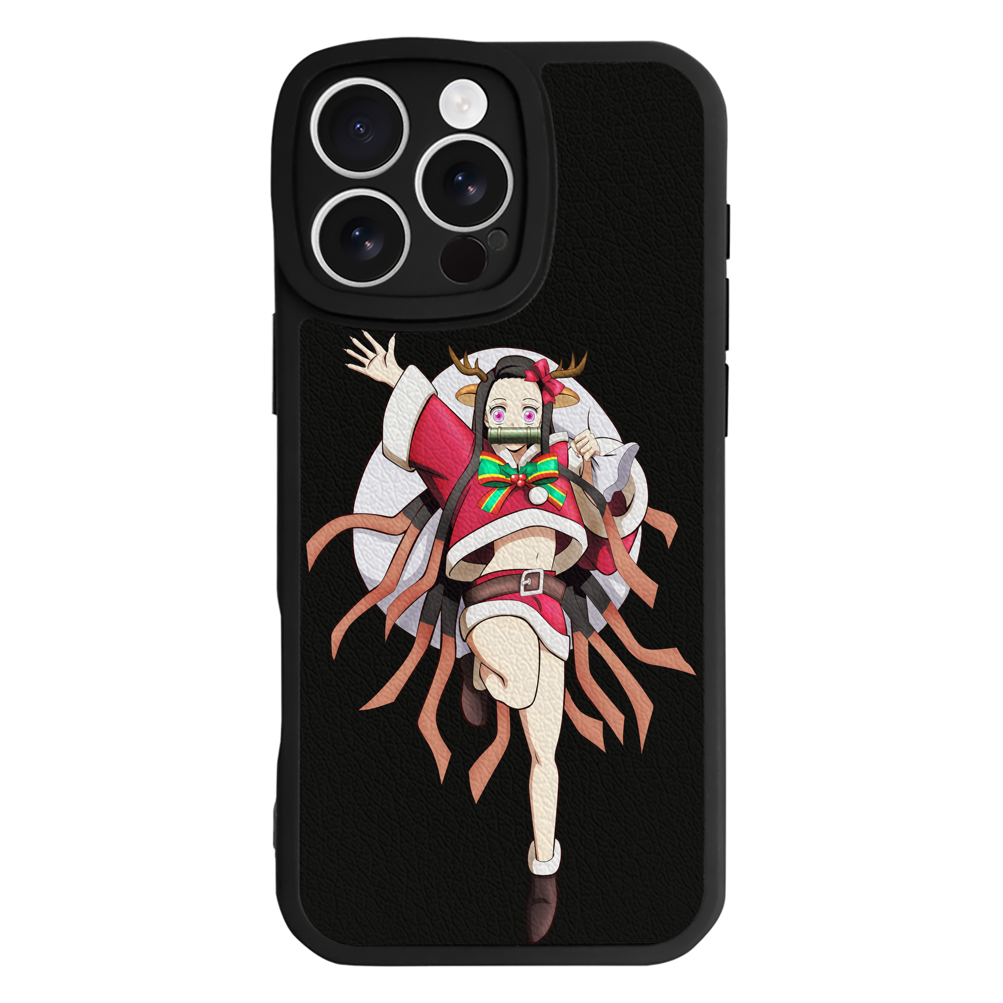 （画像用） 鬼滅の刃（きめつのやいば）竈門 禰󠄀豆子／かまど ねずこ Kamado Nezuko 【iPhone 16シリーズ対応】シリコンスマホケース（レザー調） 材質：シリコン